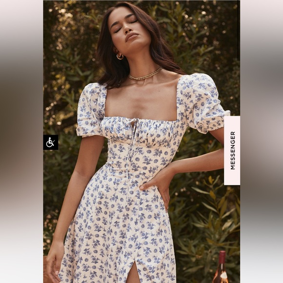House of CB Tallulah Dress in Blue White Floral - Picture 4 of 10